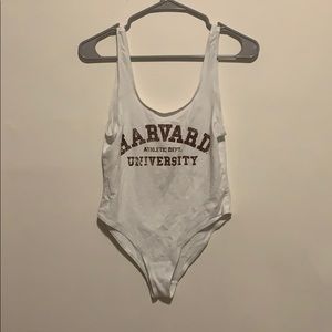 Harvard white body suit